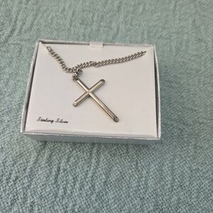 Sterling Silver Cross Pendant Necklace - Silver